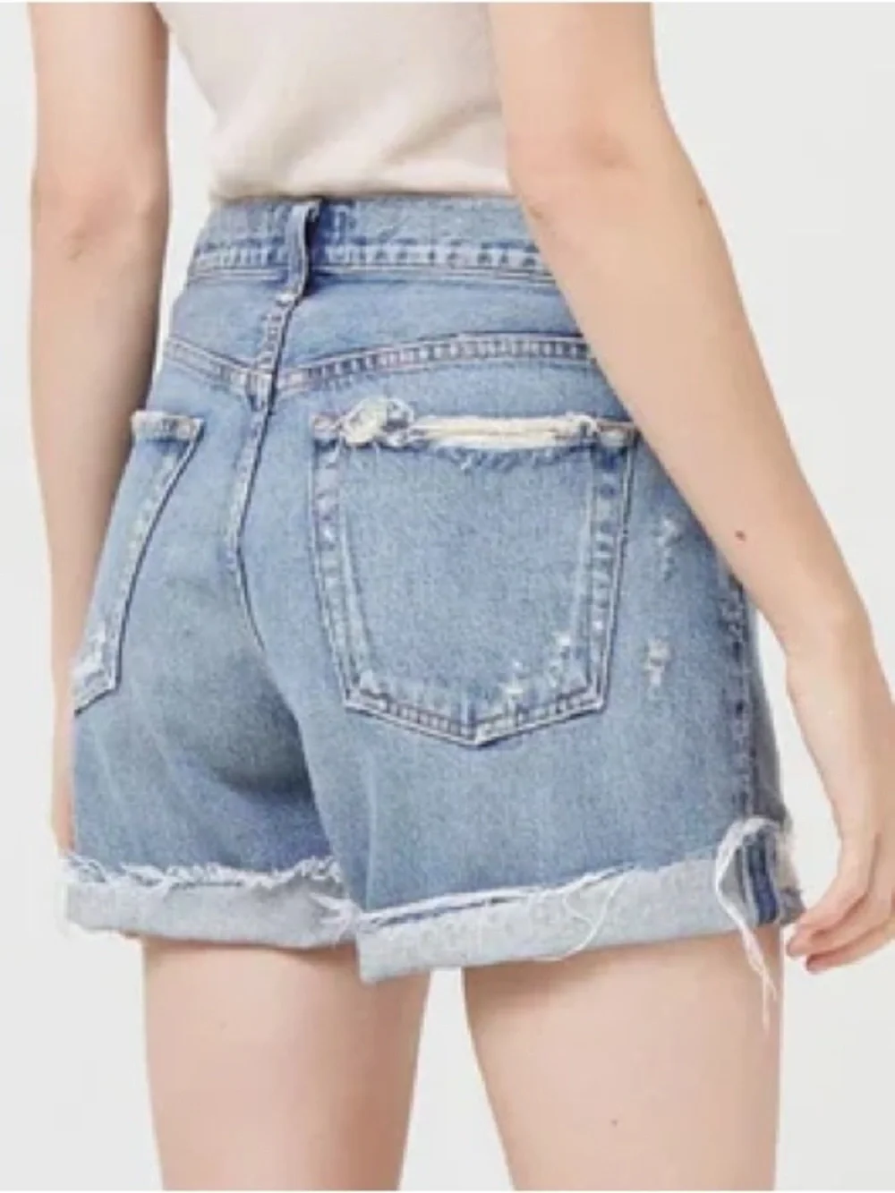 AGOLDE Parker Long Cuff in Heat Wave Fly Front Cotton Mid-Rise Raw Hem 30 Short